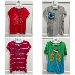 LOT Of 4 Girls T-shirts For Summer SIZE 10 All Pre Owned Multi Color Excellent!